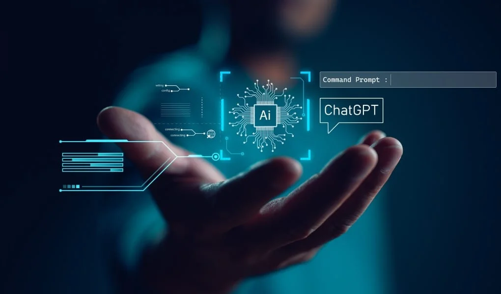 AI and business technology concept showing connected systems, automation, and digital transformation.